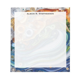 Monogram Expressive Quilled Ozeanwelle Sonnenunter Notizblock