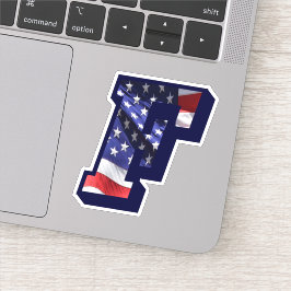 Monogram F American Flag Letter F Initial USA Aufkleber