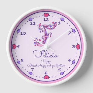 Monogram F Felicia hearts name meaning clock Uhr