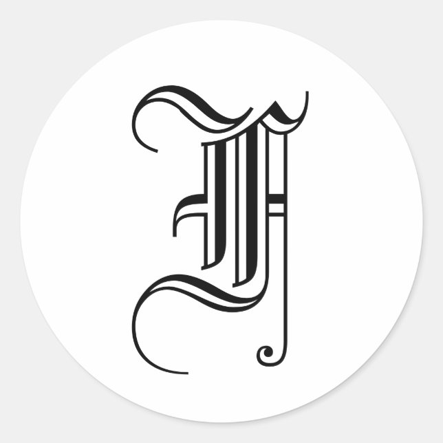 Monogram F Sticker Old English Style (Vorderseite)