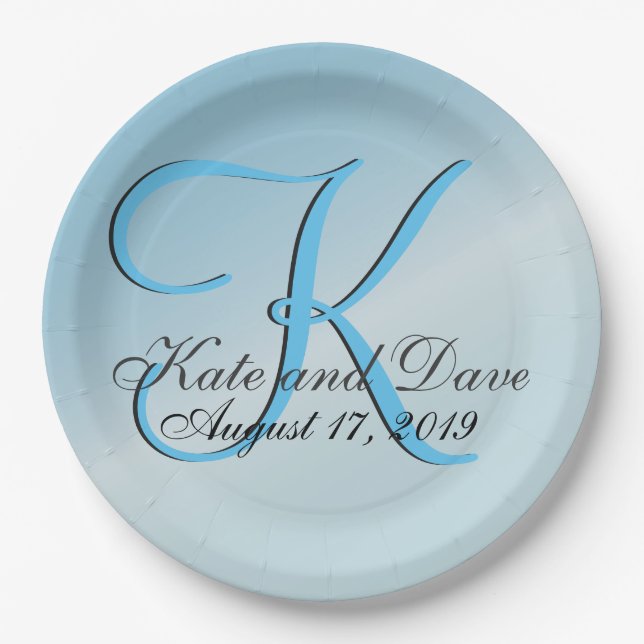 Monogram Fab Aquamarine Coole Papierplatte Pappteller (Vorderseite)