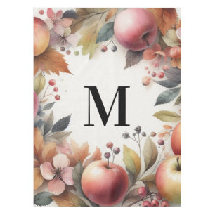 Monogram Fall Äpfel in Pastellfarben Aquarell Tischdecke