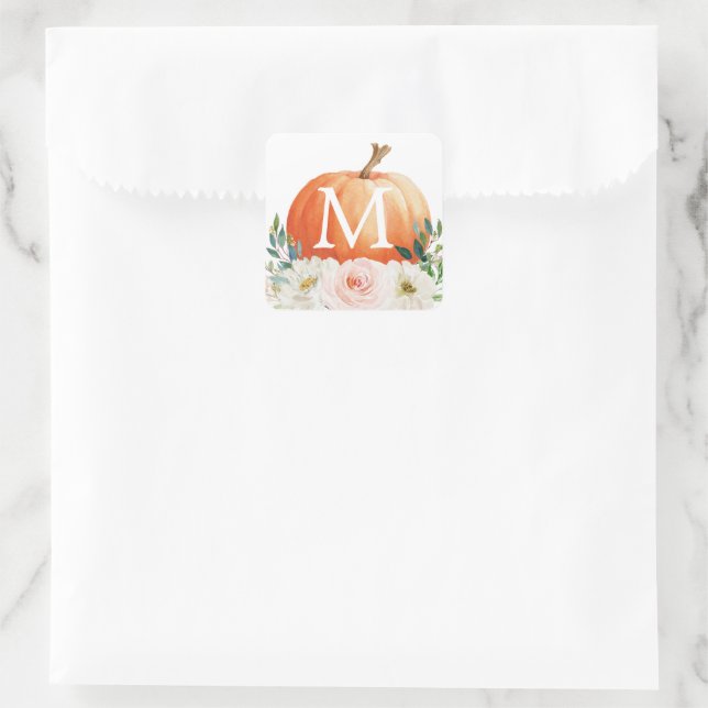 Monogram Fall Pumpkin-Umschlag Aufkleber (Tasche)