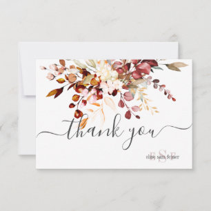 Monogram Fall Rustic Gum Eukalyptus Vielen Dank Dankeskarte