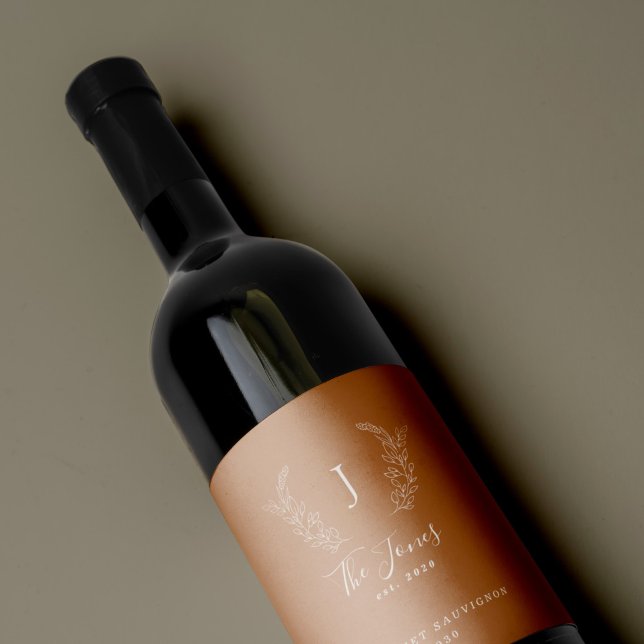 Monogram Familienname Klassische elegante Vorlage Weinetikett (Von Creator hochgeladen)