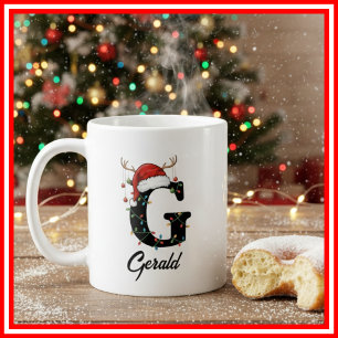 Monogram Family Christmas Antlers Weihnachtsmannmü Kaffeetasse