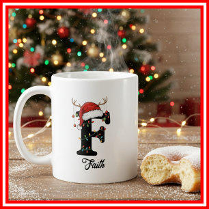 Monogram Family Christmas Antlers Weihnachtsmannmü Kaffeetasse