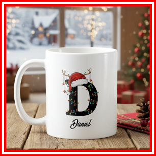 Monogram Family Christmas Antlers Weihnachtsmannmü Kaffeetasse