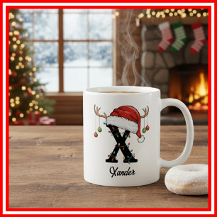 Monogram Family Christmas Antlers Weihnachtsmannmü Kaffeetasse
