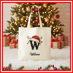 Monogram Family Christmas Antlers Weihnachtsmannmü Tragetasche