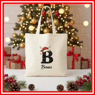 Monogram Family Christmas Antlers Weihnachtsmannmü Tragetasche