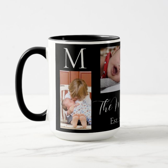 Monogram Family Foto Collage Personalisiert Tasse (Links)