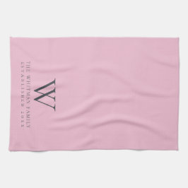 Monogram Family Modern Pink Slate Gray Kitchen Geschirrtuch