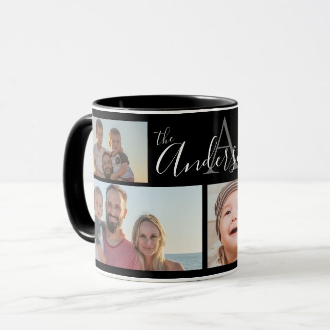 Monogram Family Vier Foto kundenspezifische Kee Tasse (Vorderseite Links)
