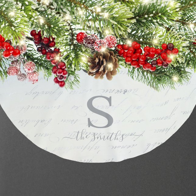 Monogram Family White Blue Muster Weihnachten Polyester Weihnachtsbaumdecke (Monogram Family White Blue Pattern Christmas Brushed Polyester Tree Skirt
)