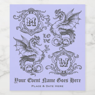 Monogram Fantasy Mittelalterlicher Drachenrahmen V Weinetikett