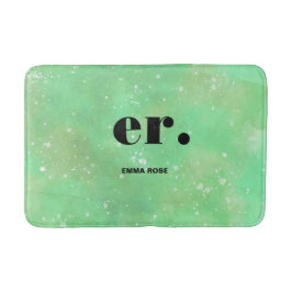 Monogram Fantasy Wasserfarbe Stilvoll Moderner Min Badematte