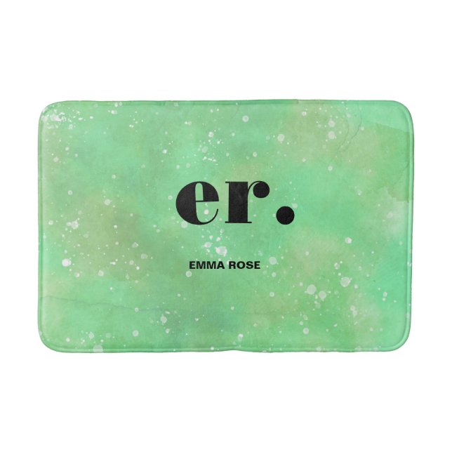 Monogram Fantasy Wasserfarbe Stilvoll Moderner Min Badematte (Vorderseite)