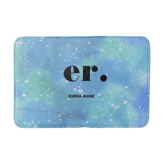 Monogram Fantasy Wasserfarbe Stilvoll Moderner Min Badematte (Vorderseite)