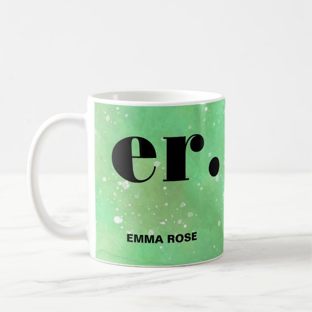 Monogram Fantasy Wasserfarbe Stilvoll Moderner Min Kaffeetasse (Links)