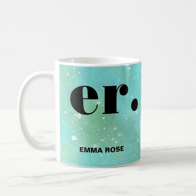 Monogram Fantasy Wasserfarbe Stilvoll Moderner Min Kaffeetasse (Links)