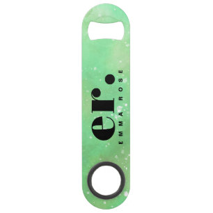 Monogram Fantasy Wasserfarbe Stilvoll Moderner Min Speed Flaschenöffner