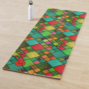 Monogram farbenfroh geprüftes Muster Yogmatte Yogamatte