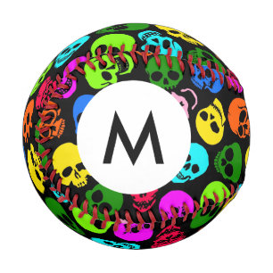 Monogram farbenfrohe Skulls Muster in schwarz Baseball