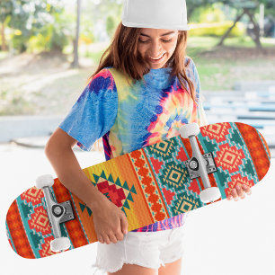 Monogram farbenfrohe Tribal Muster Ethnic Custom Skateboard