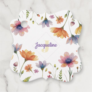 Monogram farbenfrohe Wilde Blume Illustriert Geschenkanhänger
