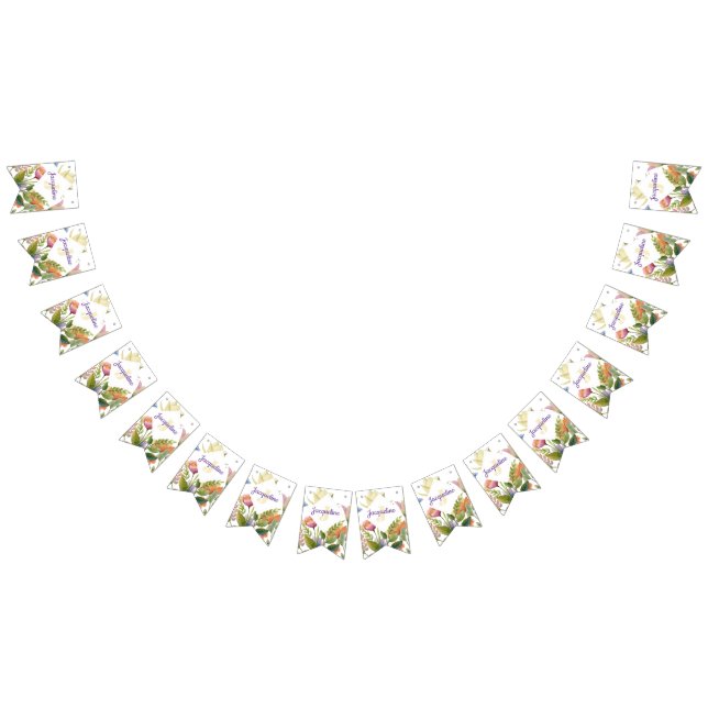 Monogram farbenfrohe Wilde Blume Illustriert Wimpelkette (Alle)