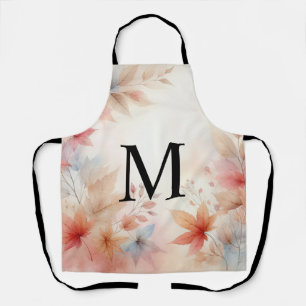Monogram farbige Herbstlaube Aquarellpasten Schürze