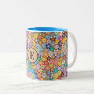 Monogram Farbige Tiny Blume Zwei-Töne 11oz Tasse