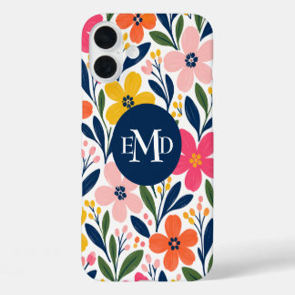 Monogram Farbiges Modernes Florales Botanisches Mu iPhone 16 Plus Hülle