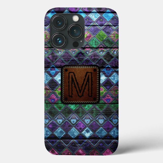 Monogram Farbiges Mosaikmuster Case-Mate iPhone Hülle (Rückseite)