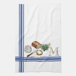 Monogram Farmhouse Küche Handtuch Blue Strip Kräut