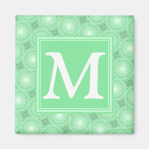 Monogram Federgrün Kreismuster Magnet