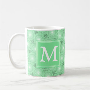 Monogram Federgrün Kreismuster Tasse