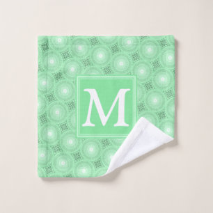 Monogram Federgrün Kreismuster Waschlappen