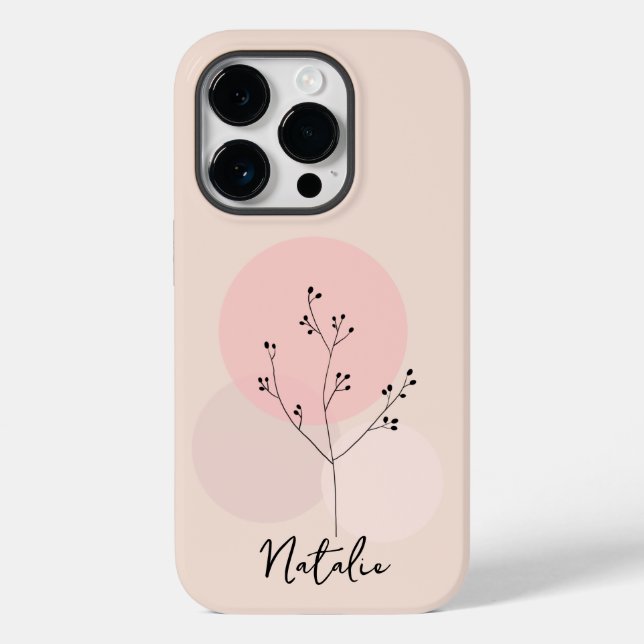Monogram feministisch minimalistisch rosa blumenab Case-Mate iPhone hülle (Rückseite)