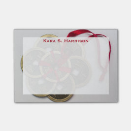 Monogram Feng Shui Chinese Coins Red Ribbon Post-it Klebezettel