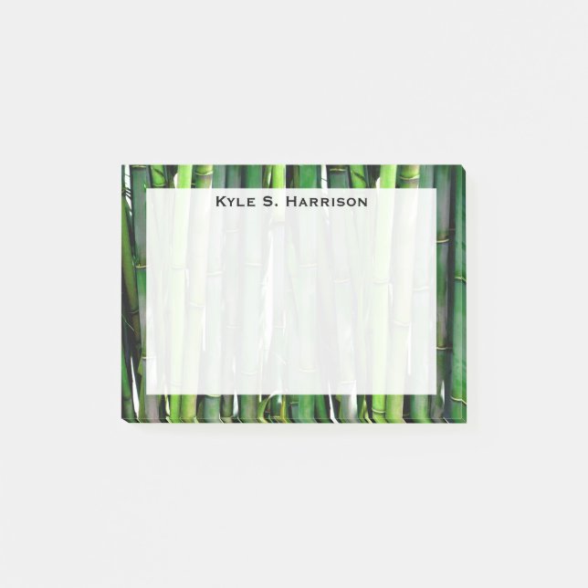 Monogram Feng Shui Green Bamboo Wealth Post-it Klebezettel (Vorderseite)