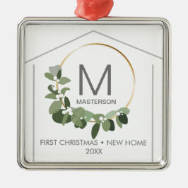 Monogram First Christmas in unserem neuen Zuhause Ornament Aus Metall