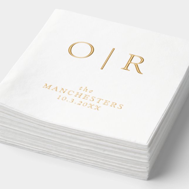 Monogram First Initials Wedding Gold Foil Napkins Servietten Mit Folie (Ausschnitt)