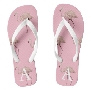 Monogram Flamingo Pink Flip Flops