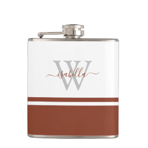 Monogram-Flasche moderne Schrift Rost Flachmann