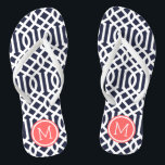 Monogram Flip Flops<br><div class="desc">Maßgeschneiderte,  bedruckte Flop-Sandalen mit einem stilvollen,  modernen Trellis-Muster und einem eigenen Monogramm oder einem anderen Text in einem Kreisrahmen. Klicken Sie auf Anpassen,  um Schriftart und Farben zu ändern oder eigene Bilder hinzuzufügen,  um ein einzigartiges Design zu erstellen!</div>