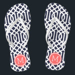 Monogram Flip Flops<br><div class="desc">Maßgeschneiderte,  bedruckte Flop-Sandalen mit einem stilvollen,  modernen Trellis-Muster und einem eigenen Monogramm oder einem anderen Text in einem Kreisrahmen. Klicken Sie auf Anpassen,  um Schriftart und Farben zu ändern oder eigene Bilder hinzuzufügen,  um ein einzigartiges Design zu erstellen!</div>