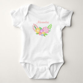 Monogram Floral Baby Girl Jersey Bodysuit Strampler