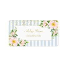 Monogram Floral Chic Pastellblauer Streifen